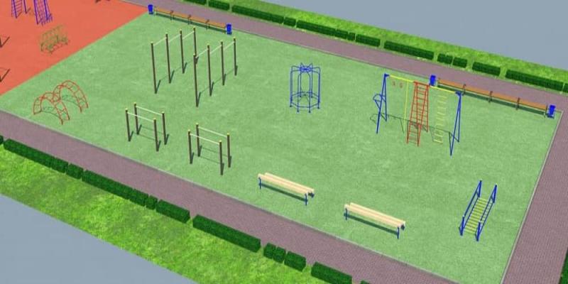 Проект детско-спортивной площадки для школы - детсада в Южно-Сахалинске