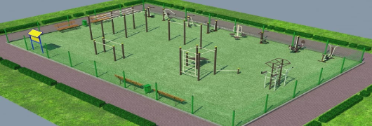 Проект спортивной воркаут площадки с уличными тренажерами в Южно-Сахалинске