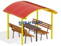 Стол и лавки под навесом МАФ 4005 в Южно-Сахалинске