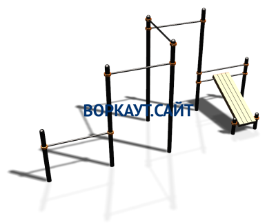 Воркаут комплекс разноуровневых турников со скамьей для пресса ВС-37 в Южно-Сахалинске
