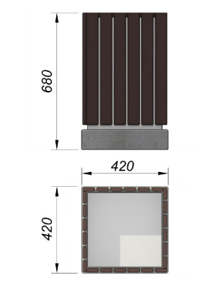 Урна деревянная квадратная с бетонным основанием МАФ 1633 в Южно-Сахалинске