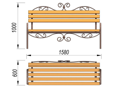 Лавочка кованная МАФ 1606 в Южно-Сахалинске