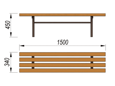Лавочка без спинки МАФ 1601 в Южно-Сахалинске